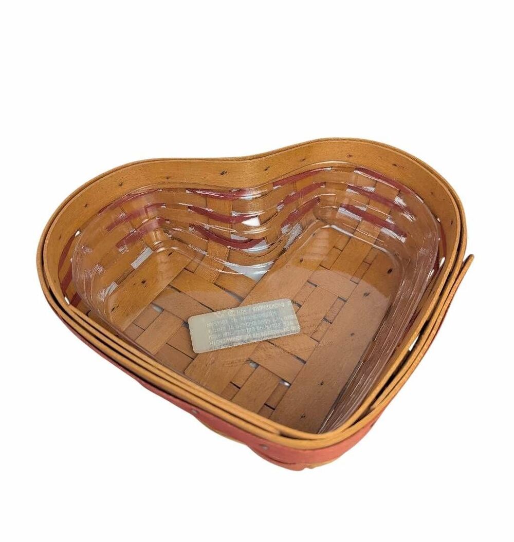 Longaberger Love letters heart shaped basket w/ plastic liner protector